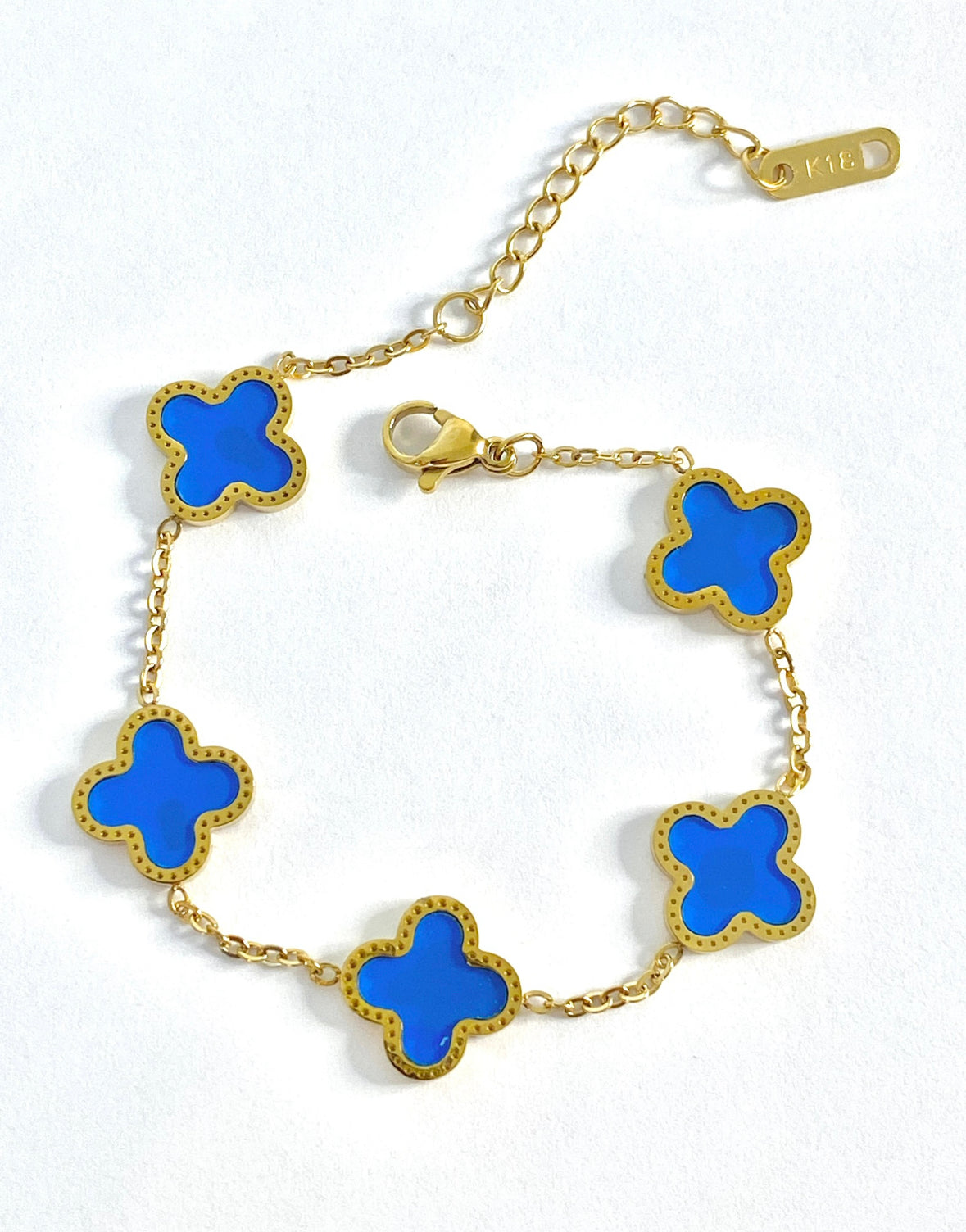 Blue clover bracelet