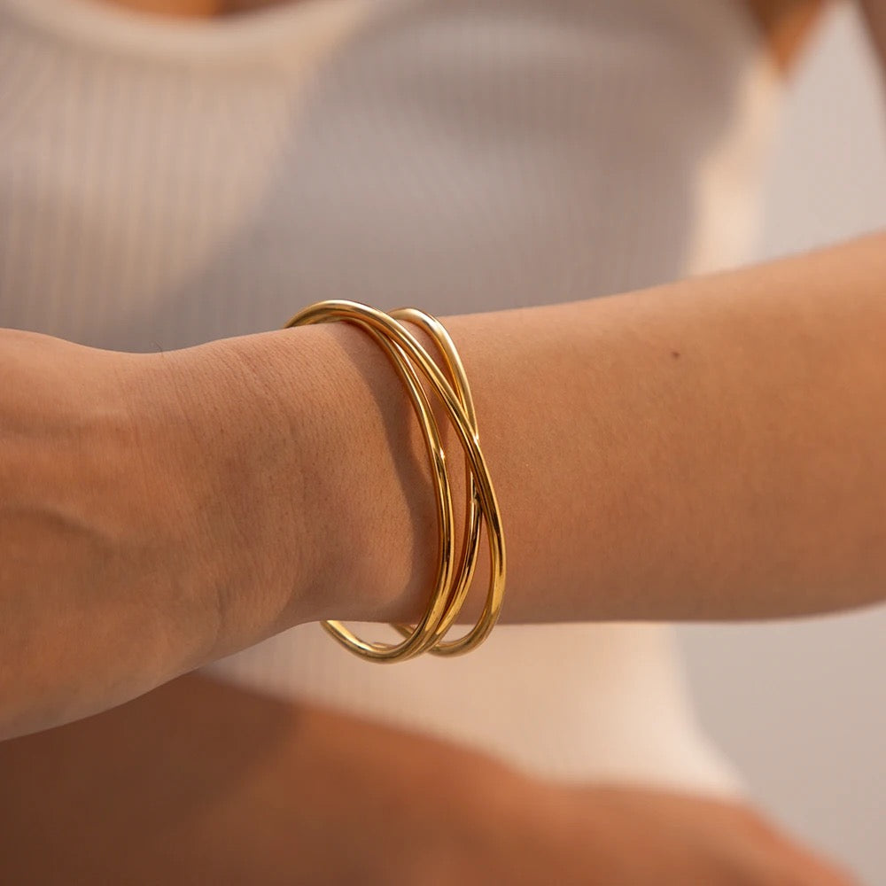 Three layer cuff bracelet