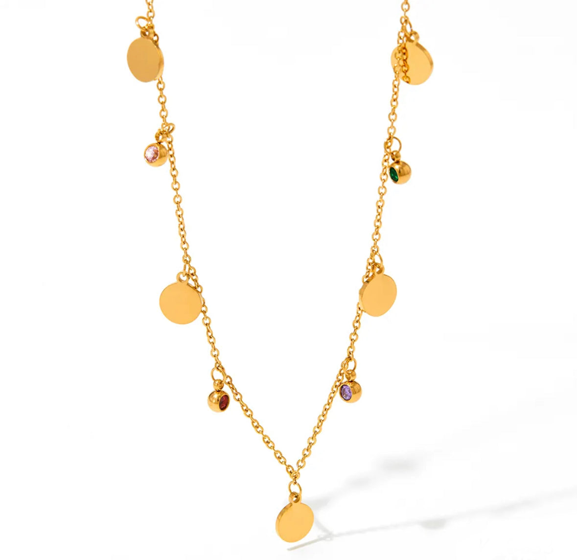 Colorful disc necklace