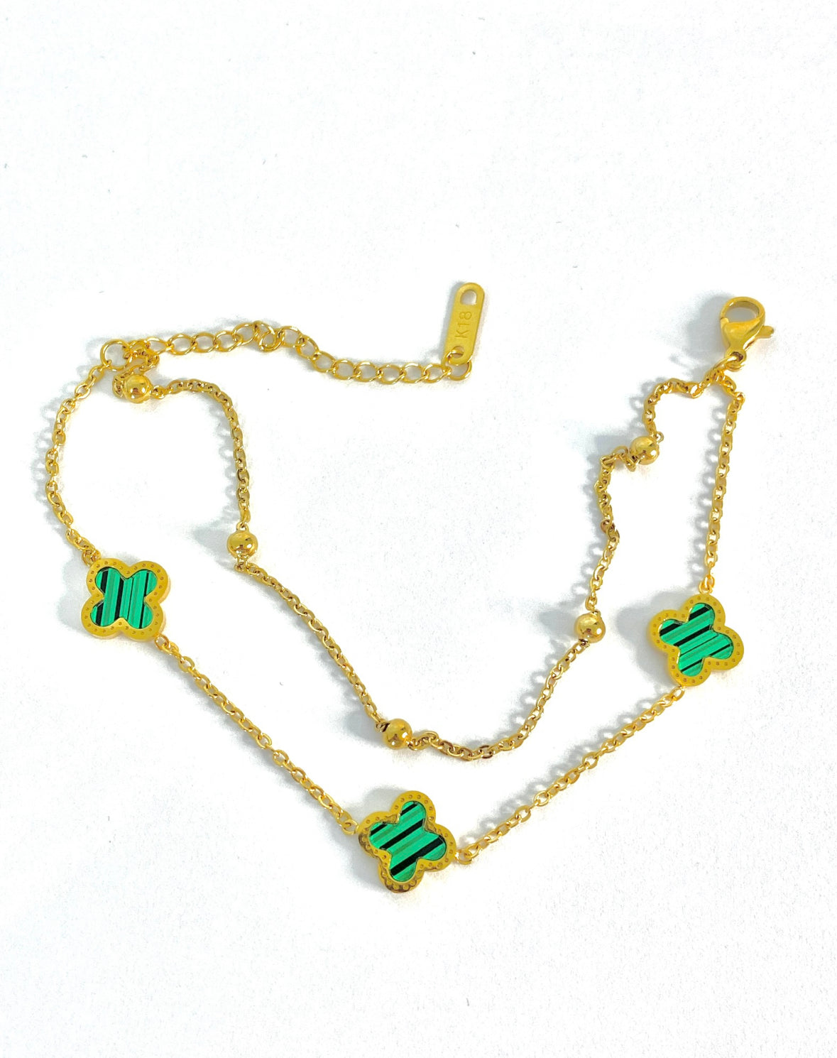 Green clover double bracelet