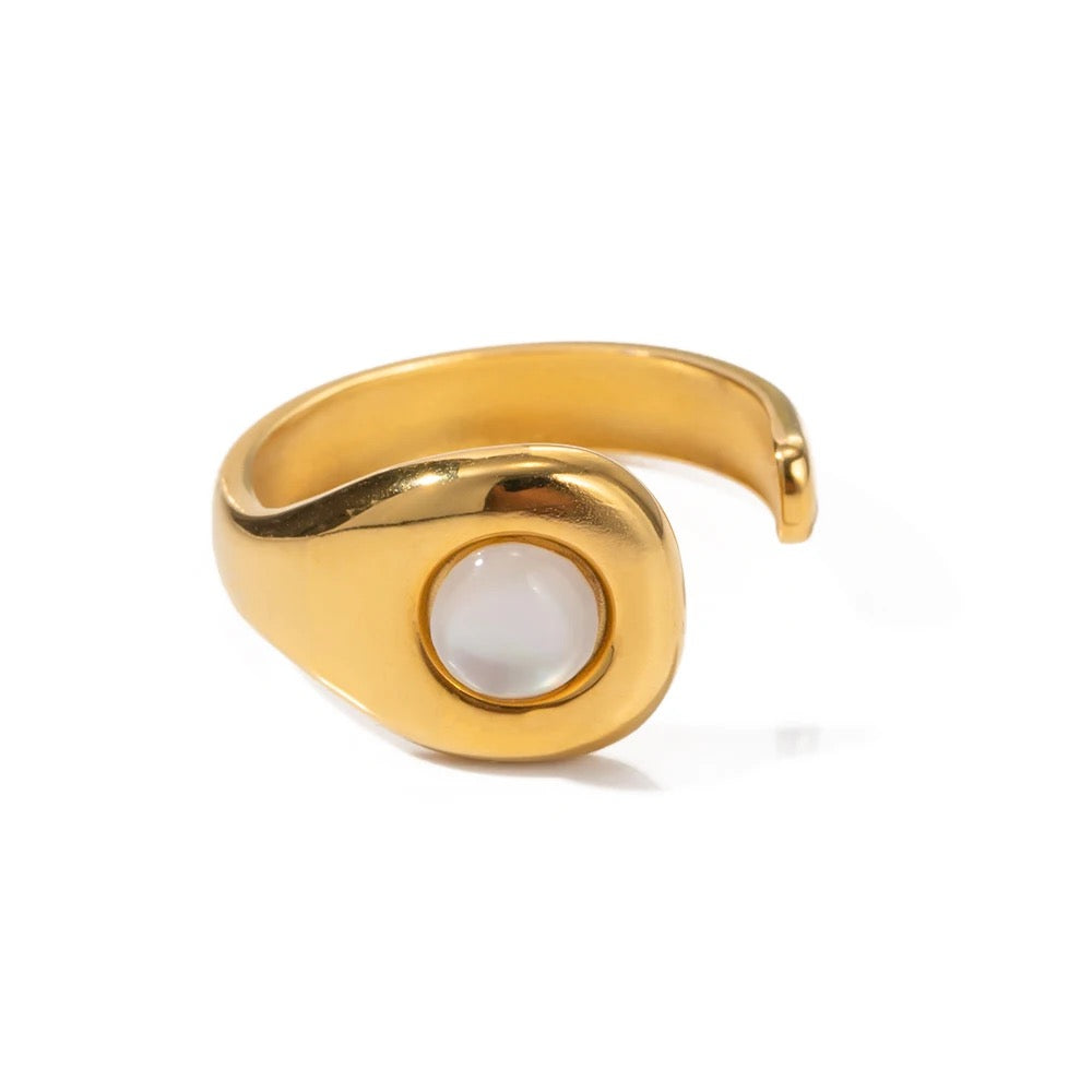 Eye opal stone adjustable ring