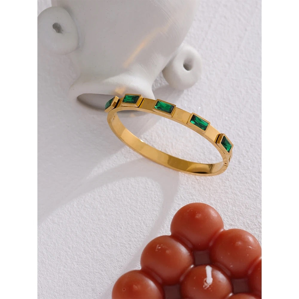 Green cubic zirconia bangle