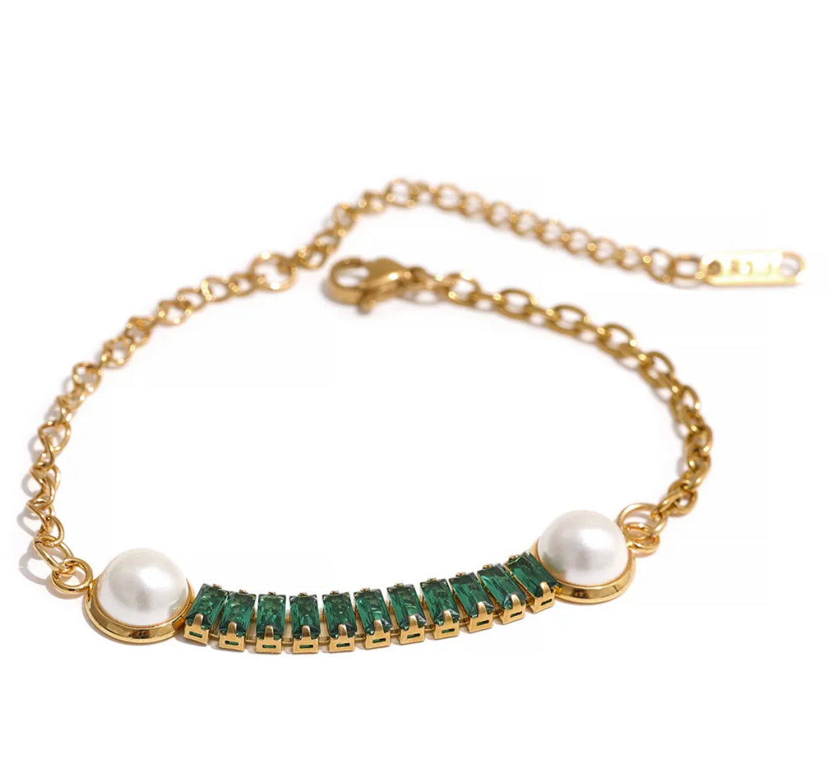 Green cubic zircon bracelet