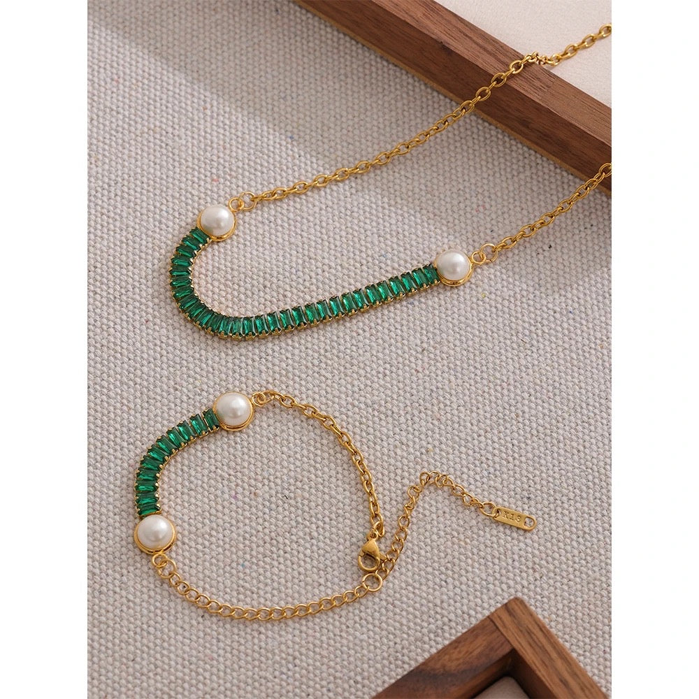 Green cubic zircon bracelet