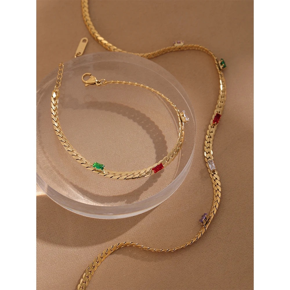 Colorful elegant necklace and bracelet