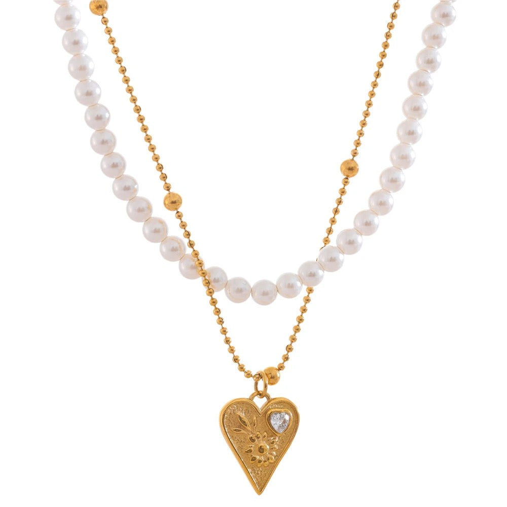 Layered Chain Overlay Heart Necklace