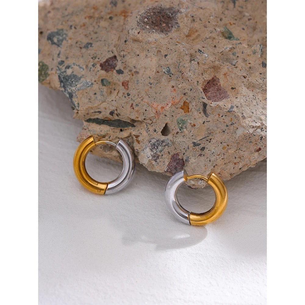 Two tone hoop earrings