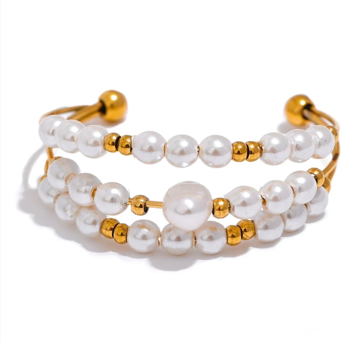 Pearl adjustable ring