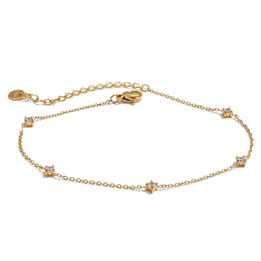 Zircon Thin Chain Bracelet