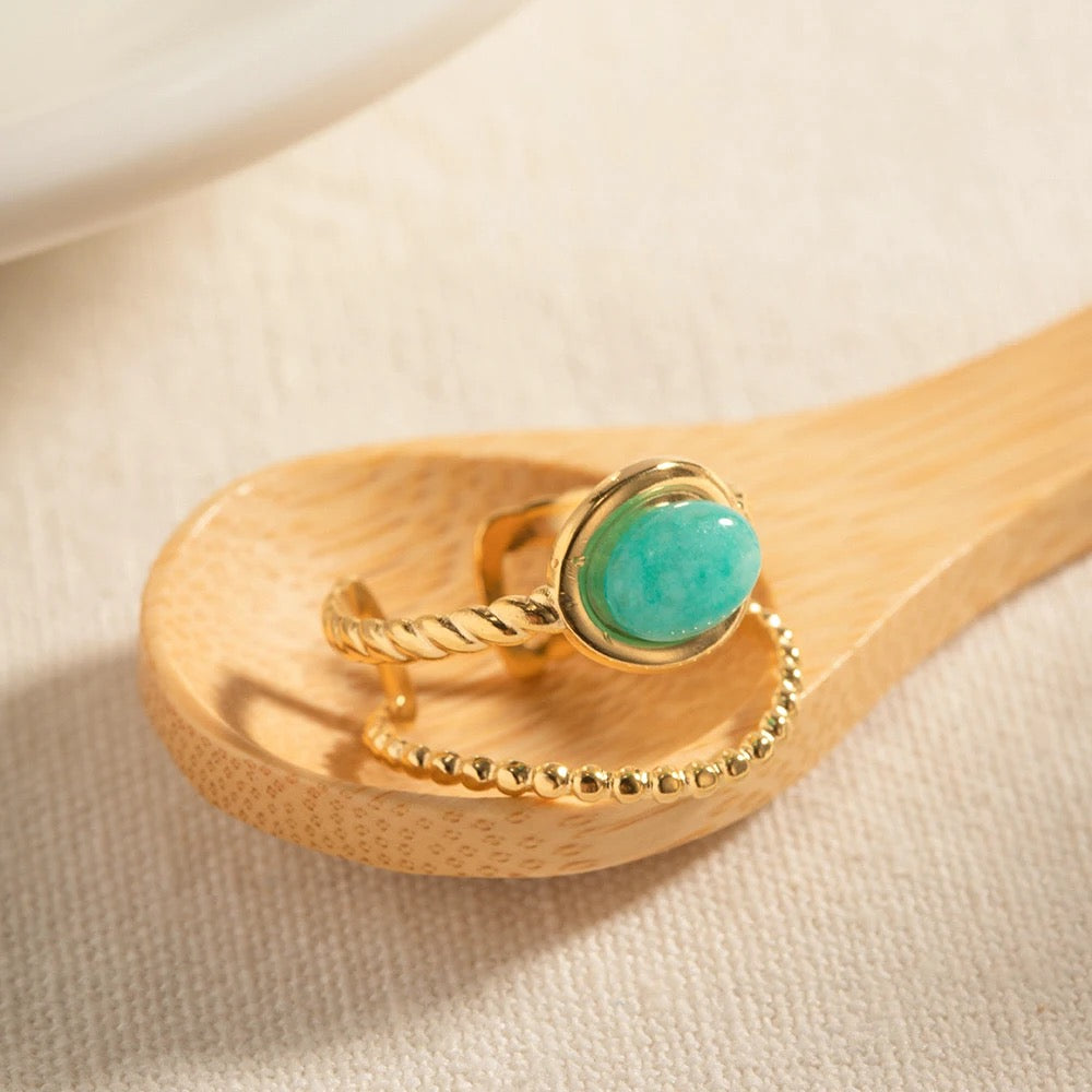 Agate natural stone adjustable ring