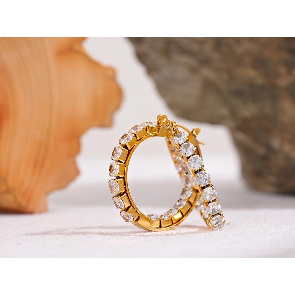 Bling cubic zirconia hoop earrings