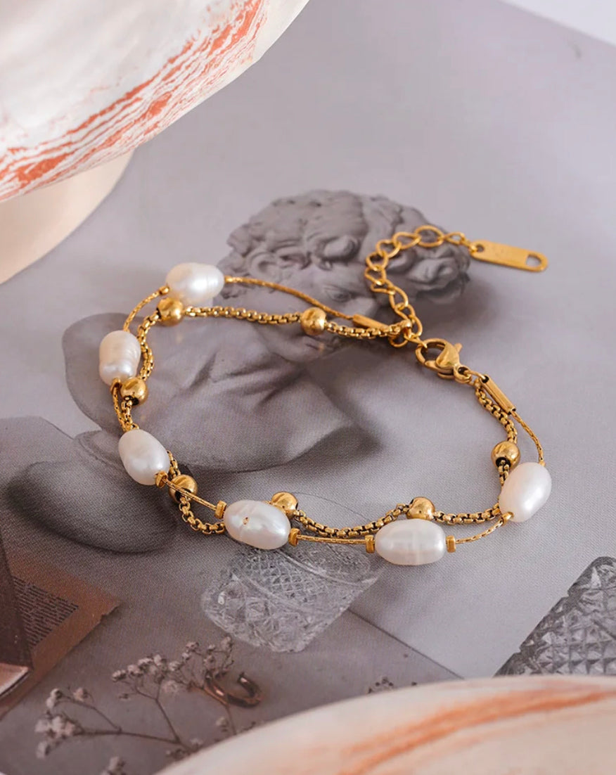 Double layer pearl bracelet