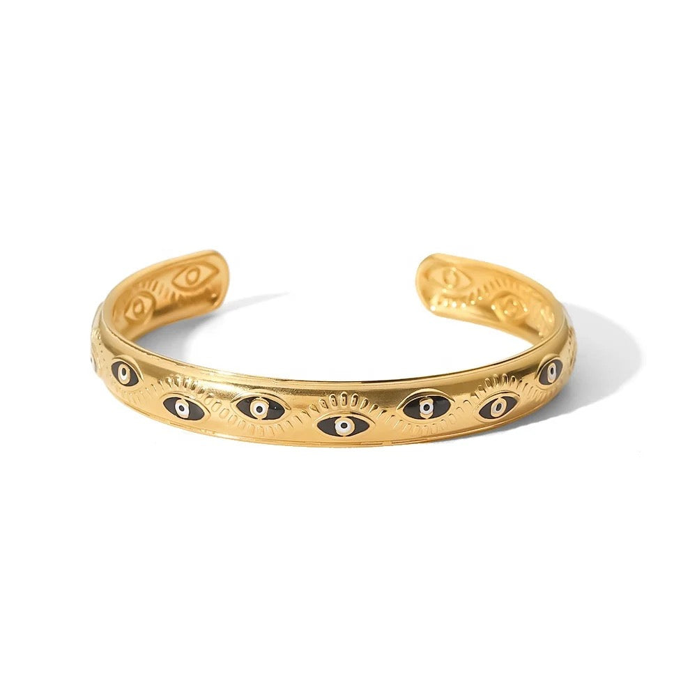 Black evil eye cuff bracelet