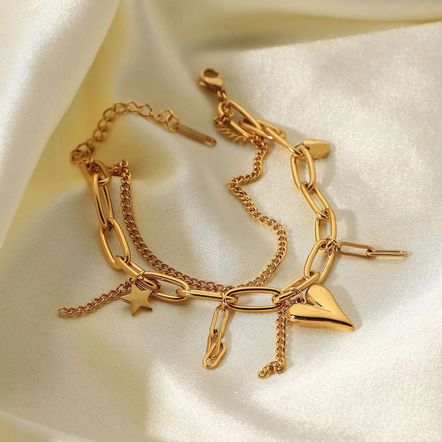 Double layer heart bracelet