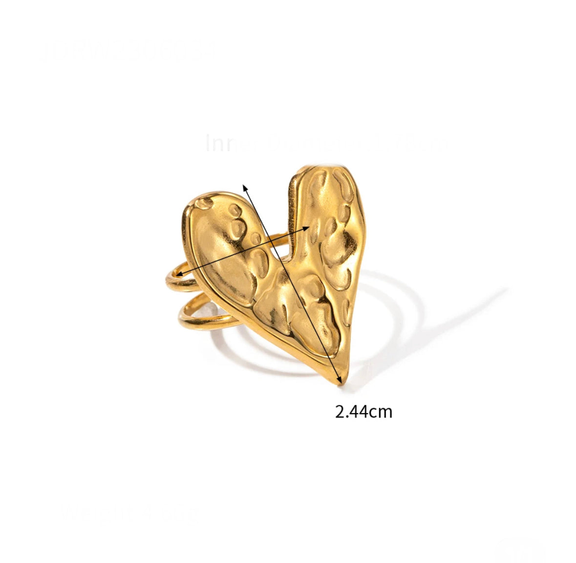 Heart texture adjustable ring