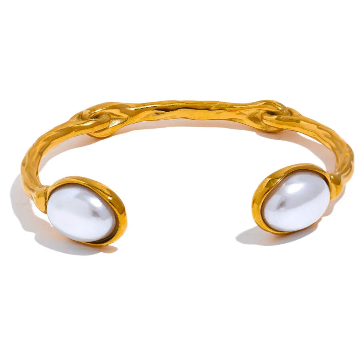 Natural pearl texture cuff bracelet