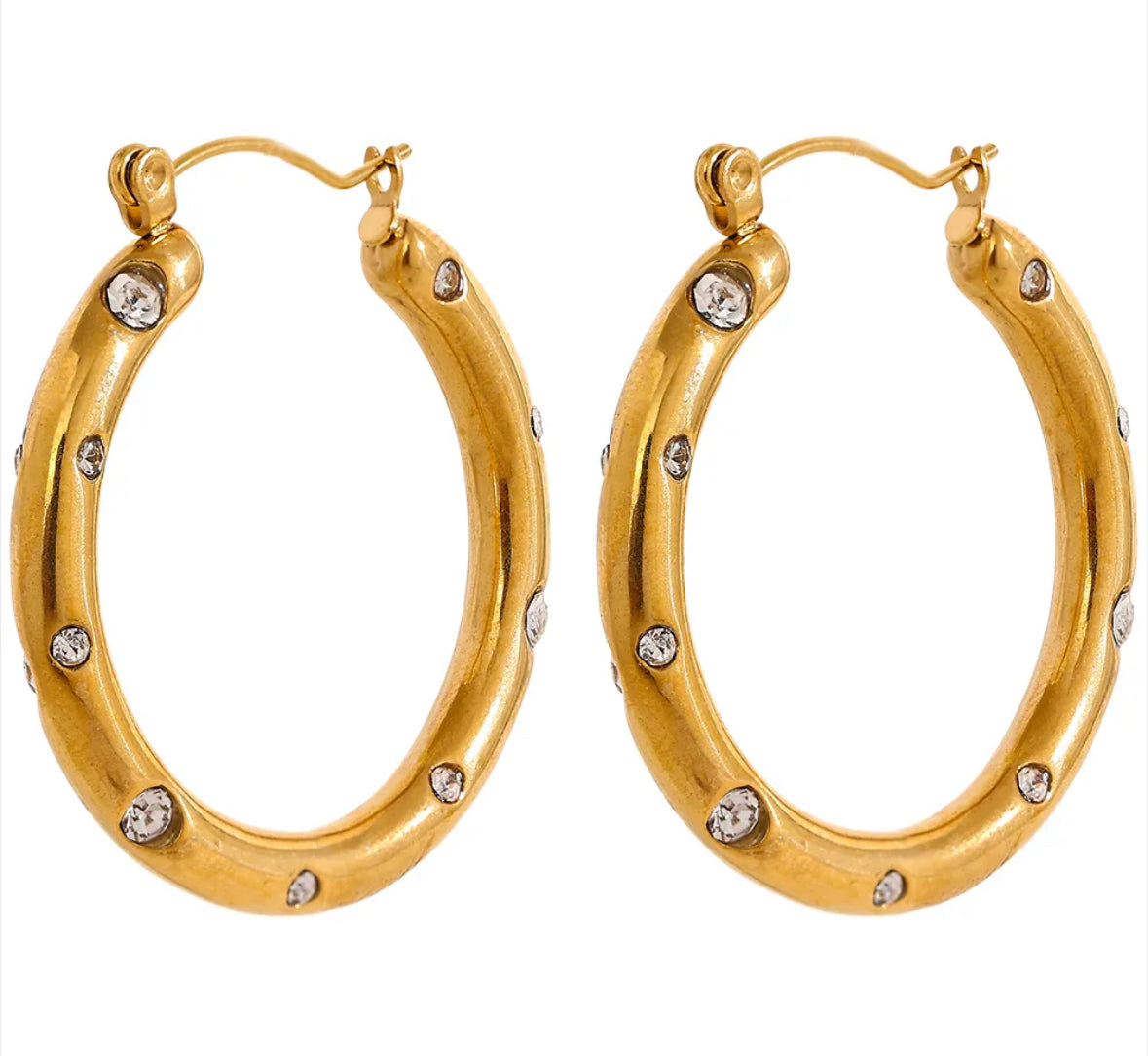 White cubic zircon hoop earrings