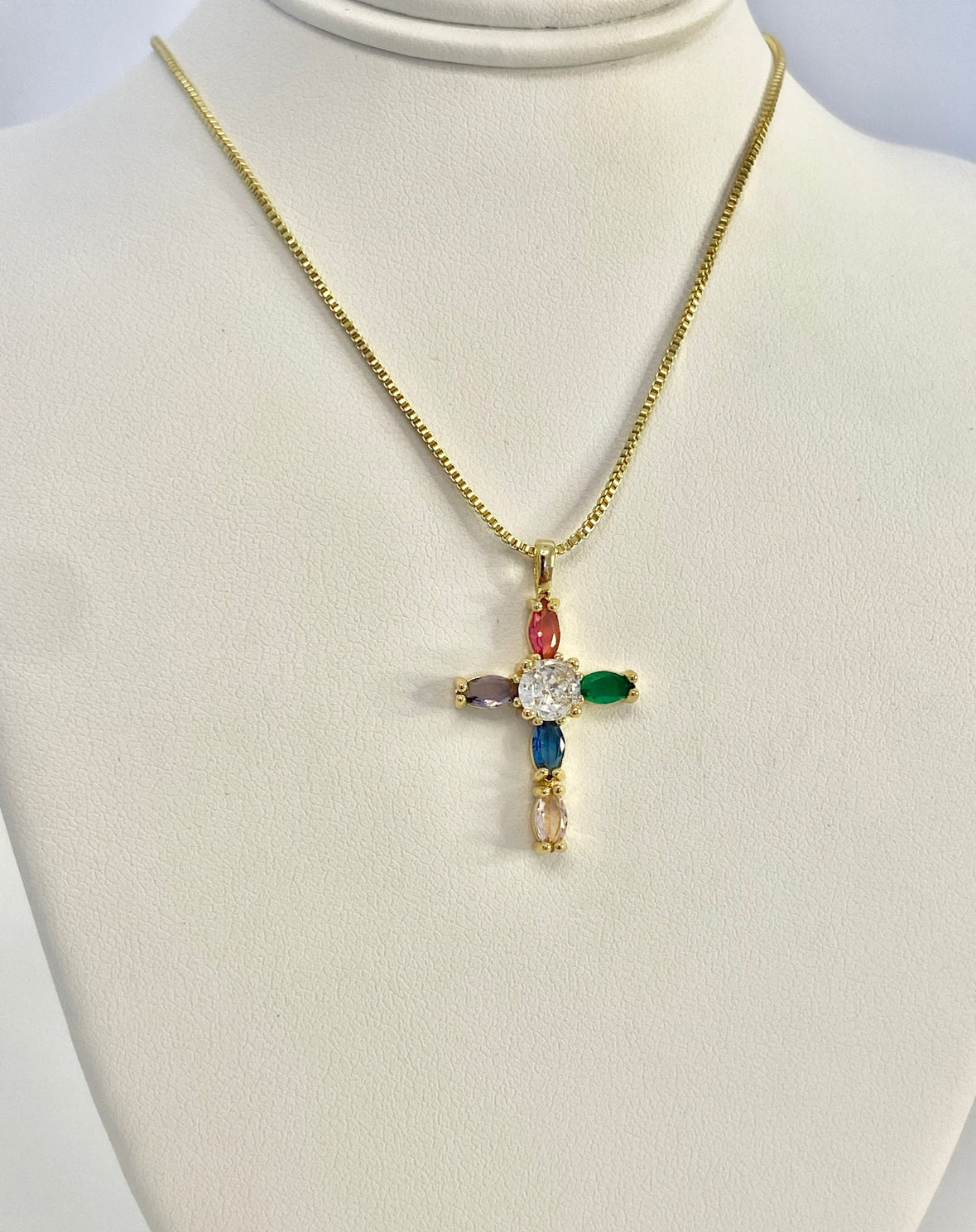 Multicolor cross necklace