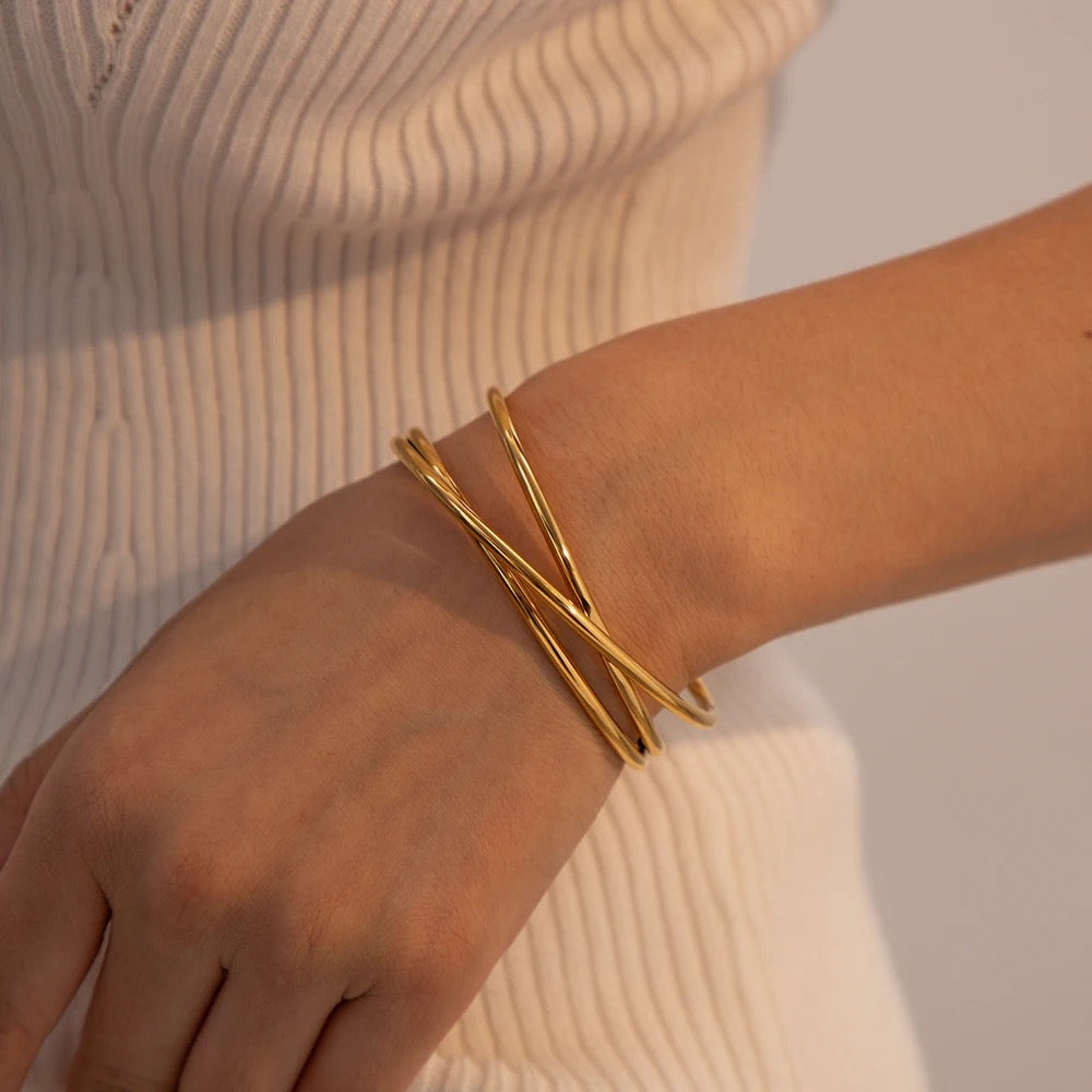 Three layer cuff bracelet