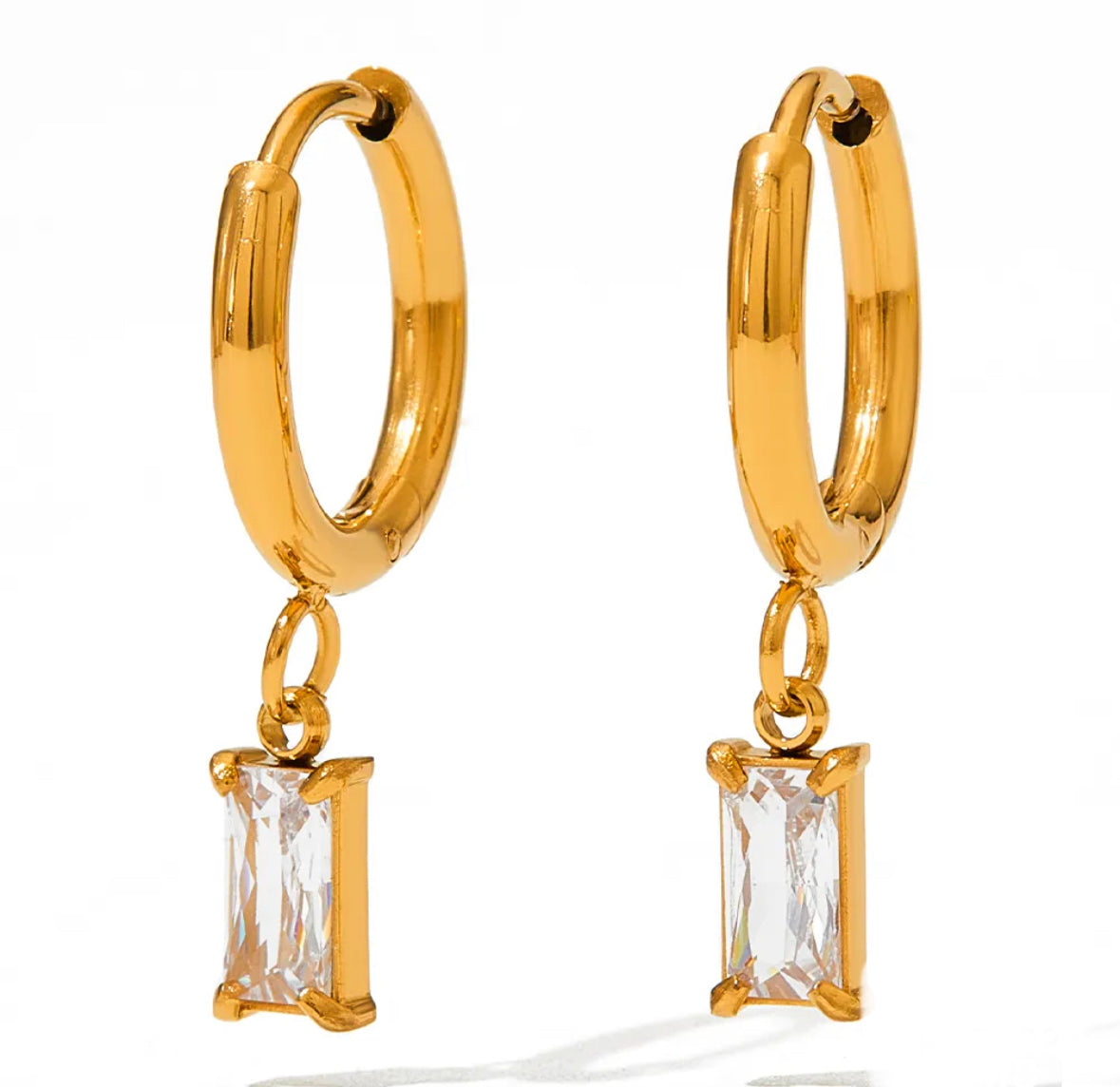 White charm hoop earrings