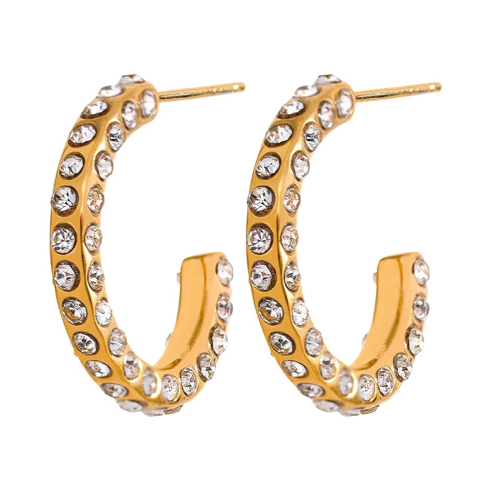 Sparkly hoop stud earrings