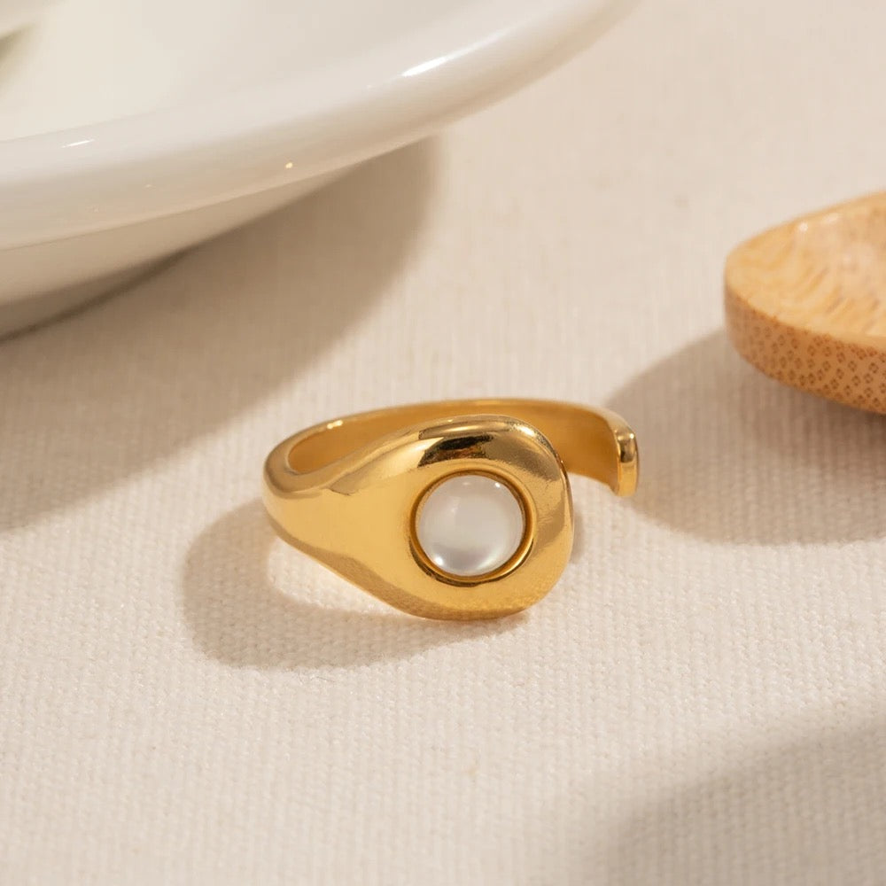 Eye opal stone adjustable ring