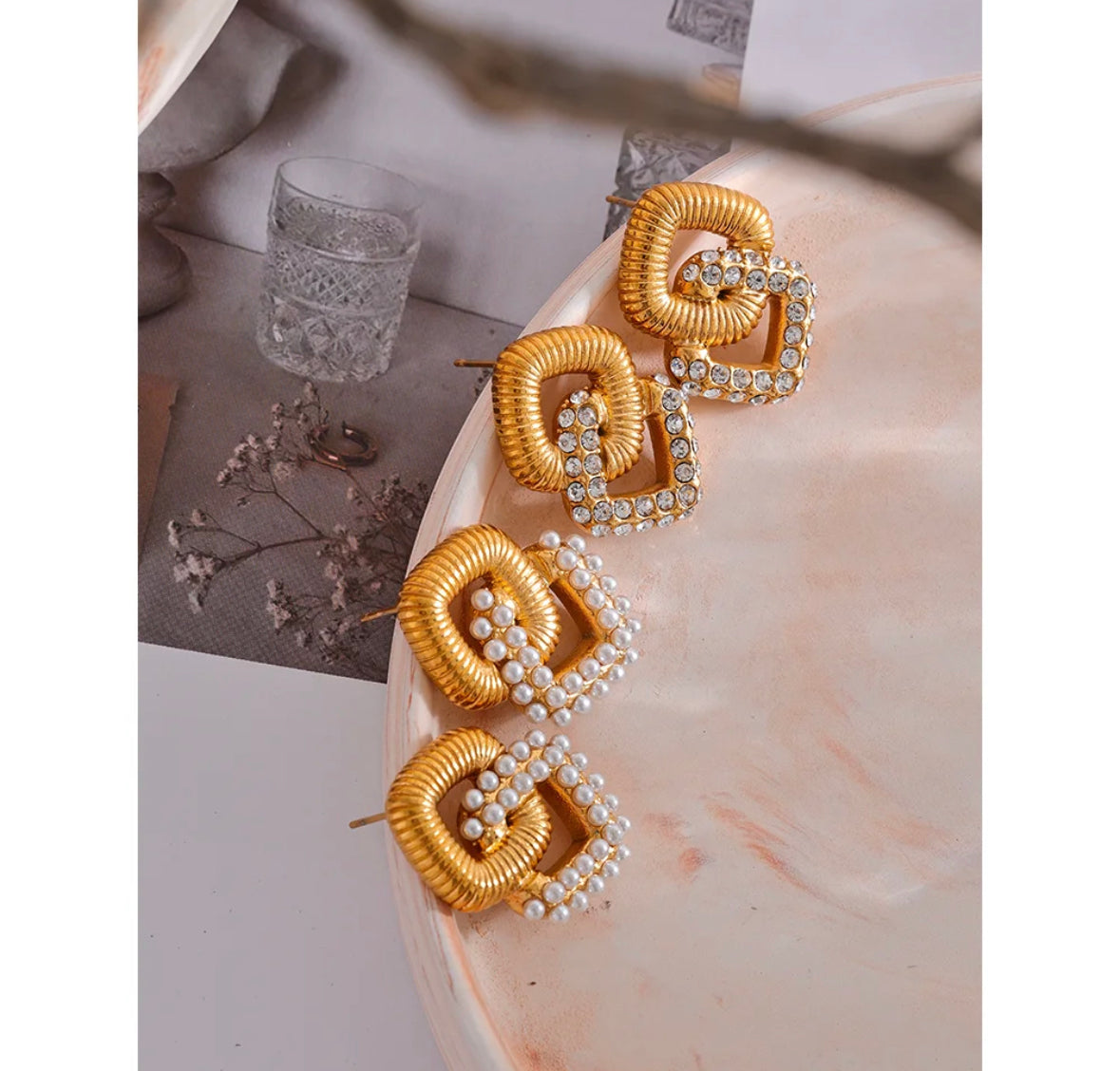 Vintage square elegant earring