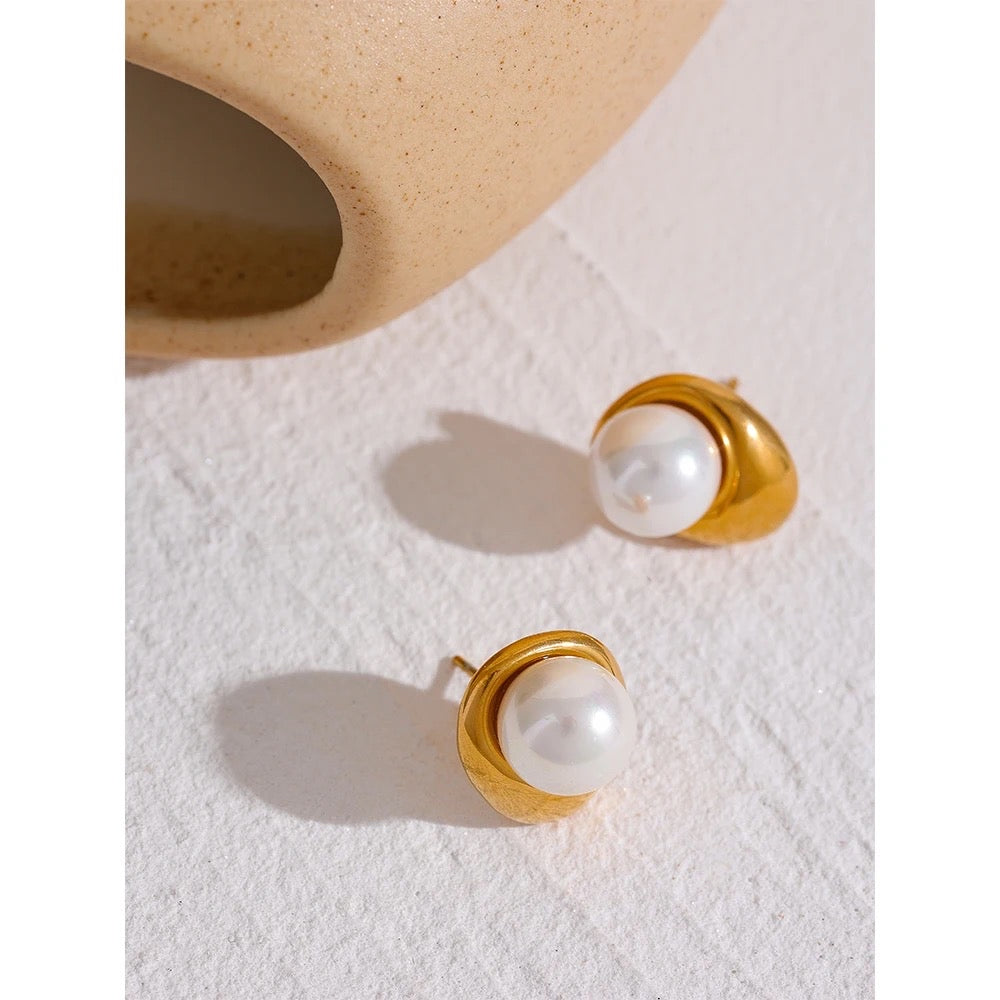 Pearl stud earrings