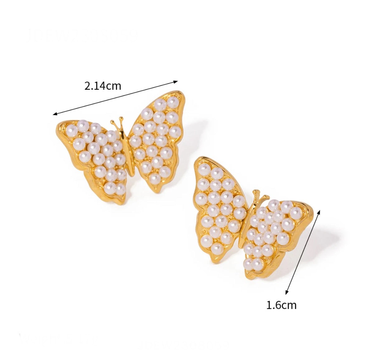 Pearl butterfly stud earrings