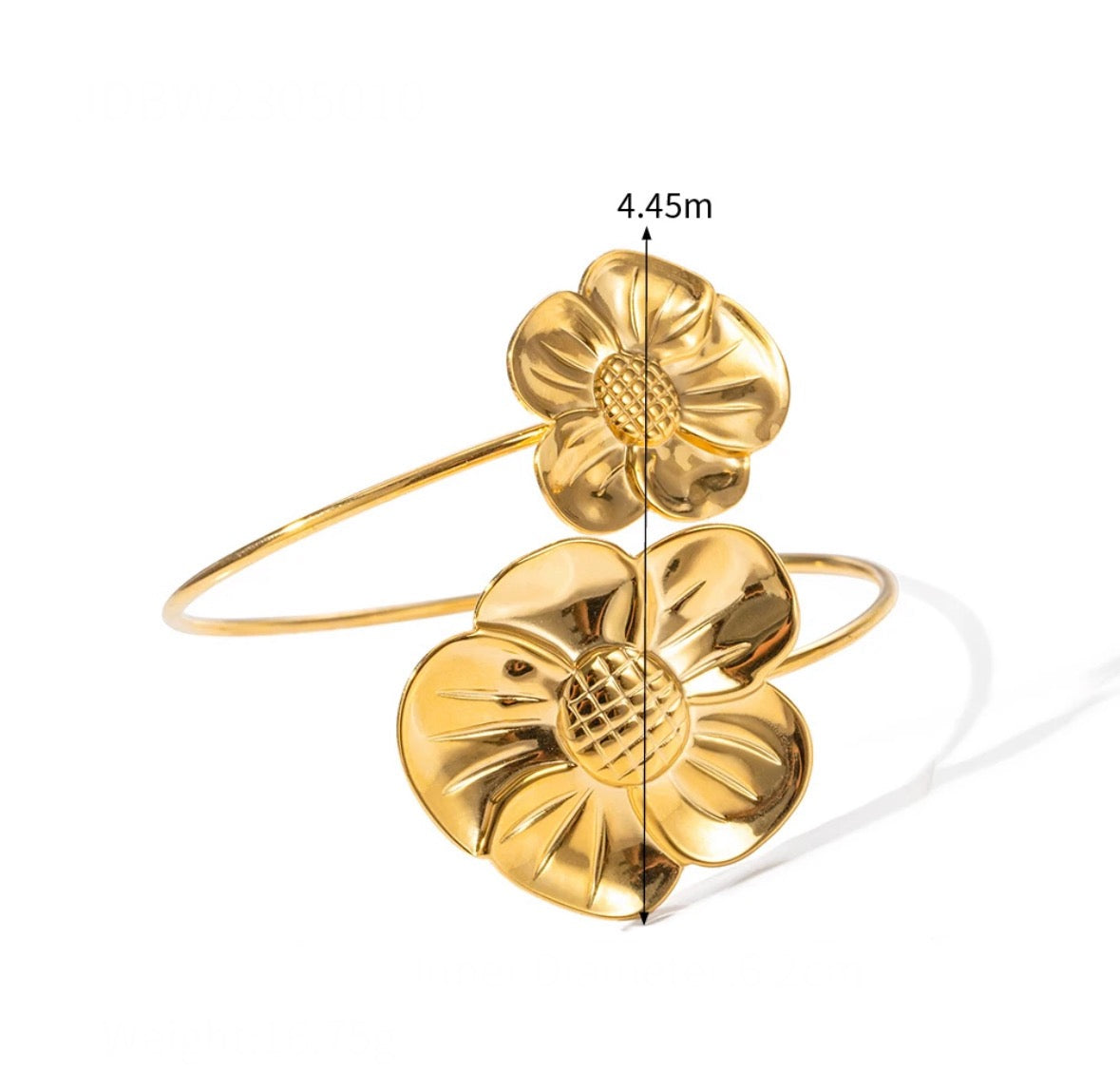 Double flowers cuff bracelet