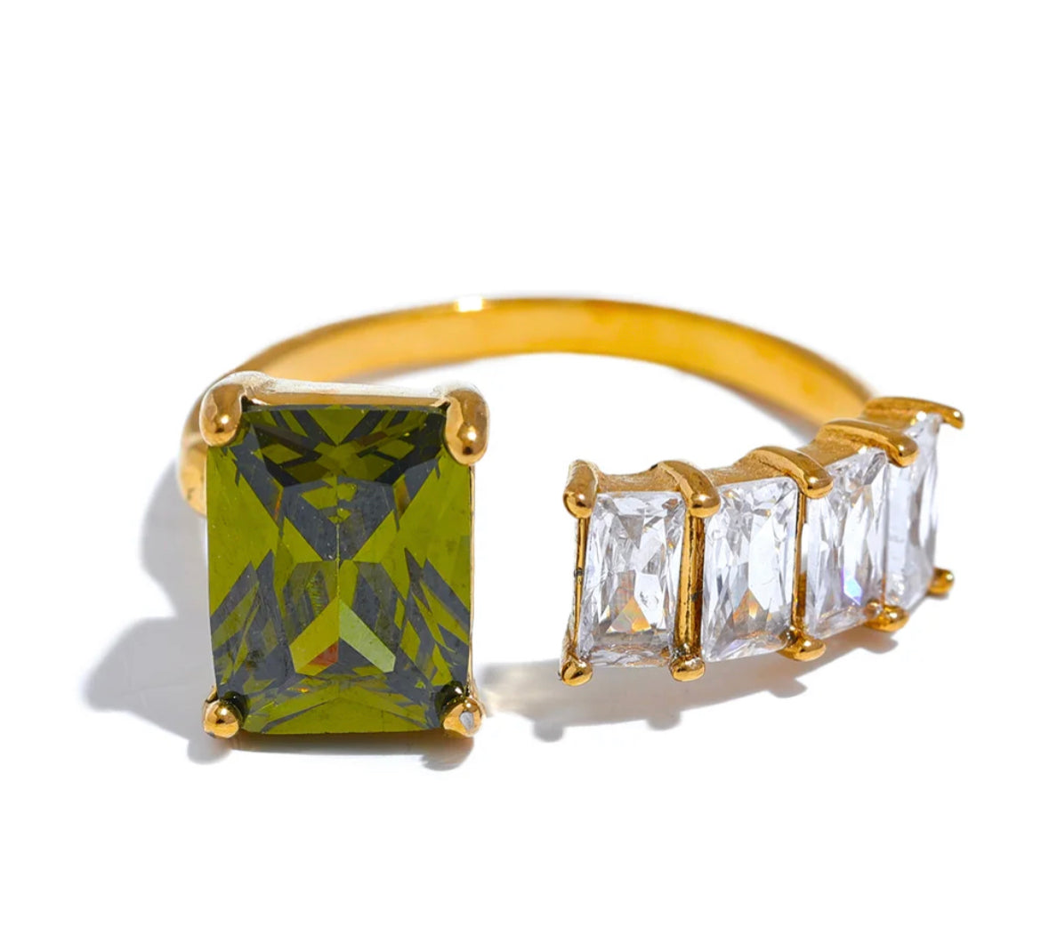 Green elegant adjustable ring