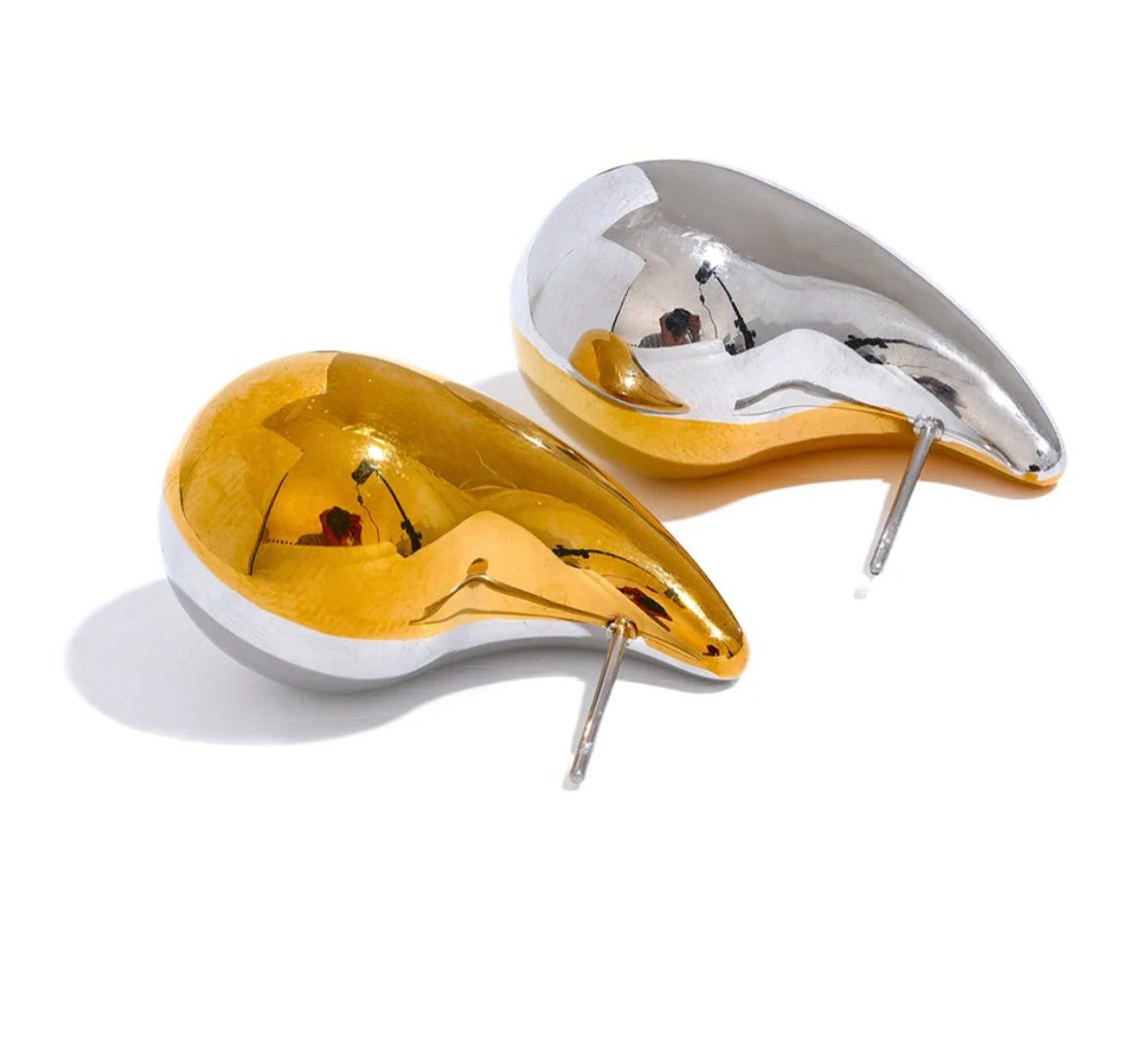 Two tone water drop earrings