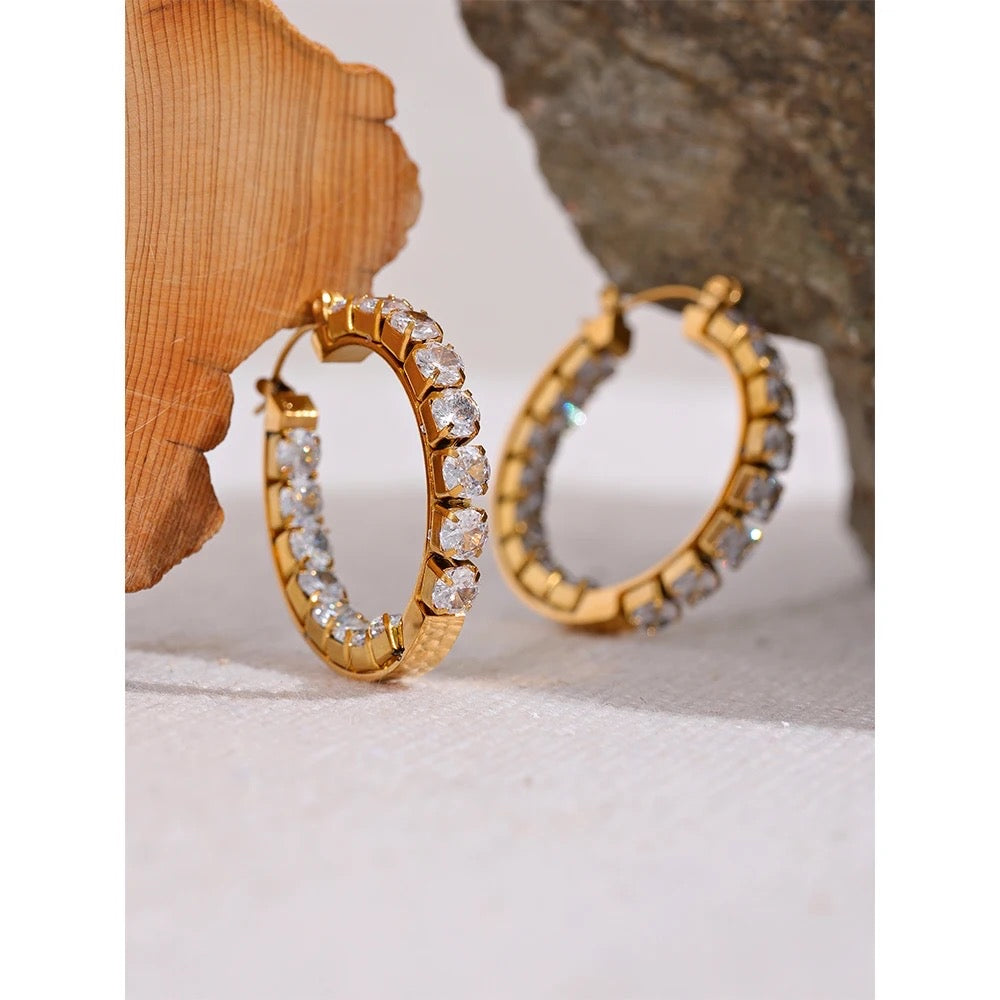 Bling cubic zirconia hoop earrings