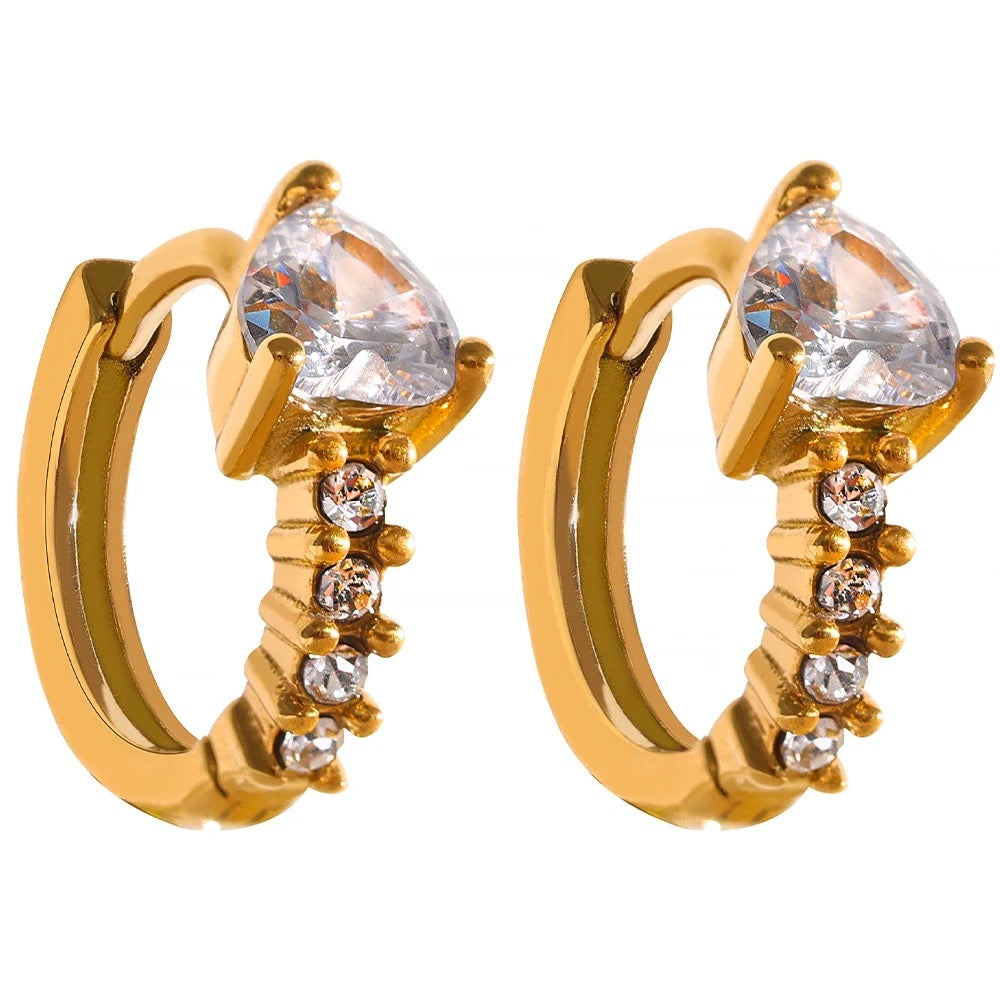 Heart huggie hoop earrings