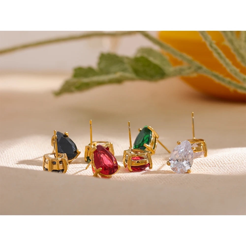Water drop stud earrings