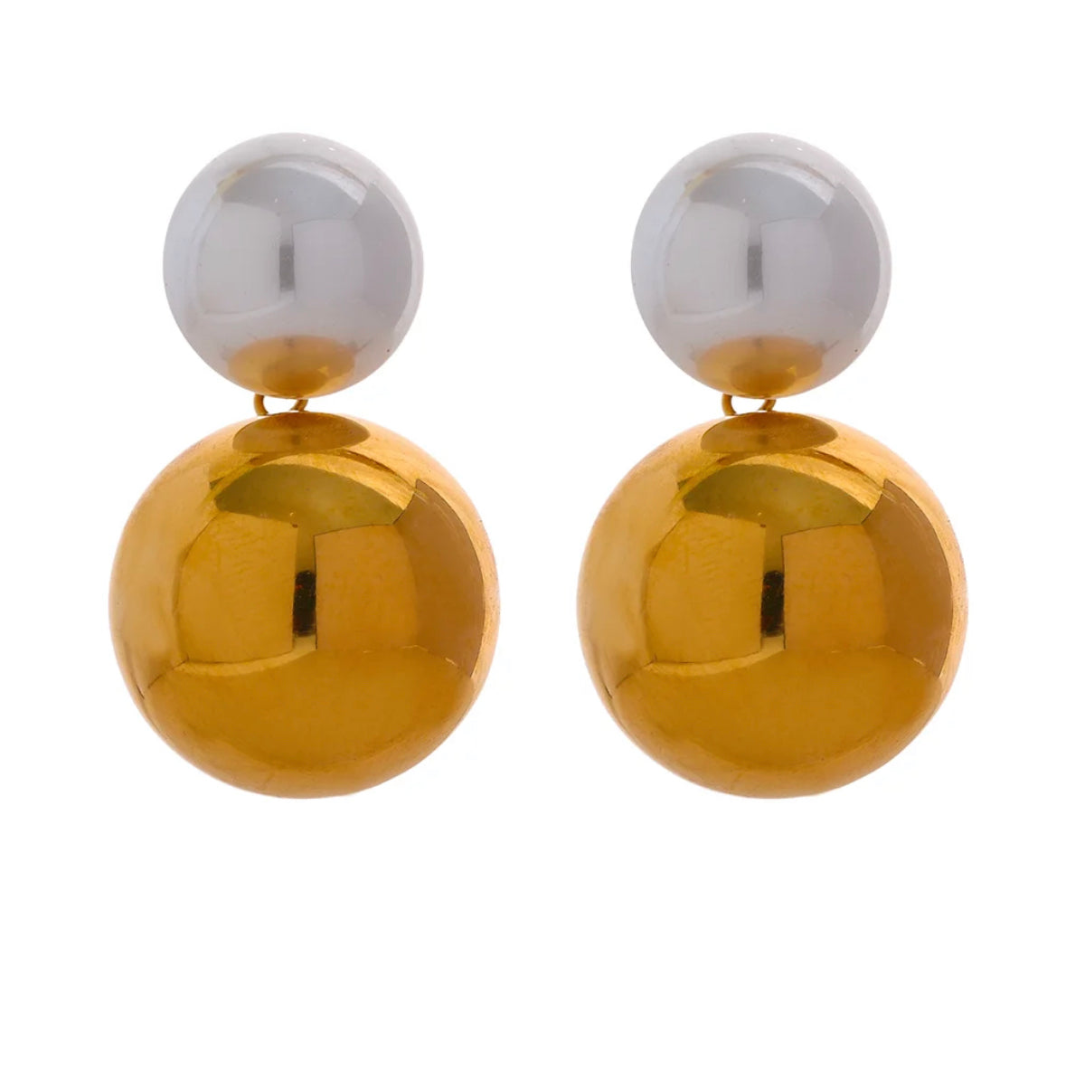 Ball and pearl stud earrings