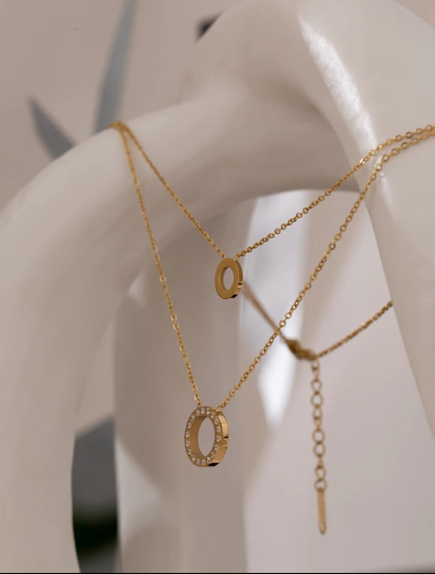Circle double layered necklace