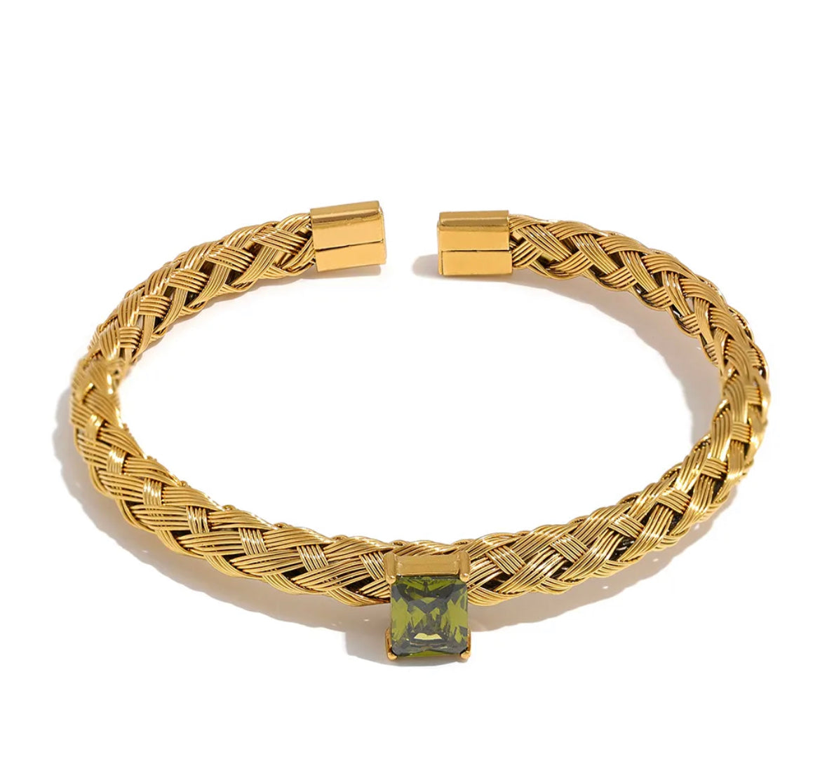 Weave cubic zirconia cuff bracelet