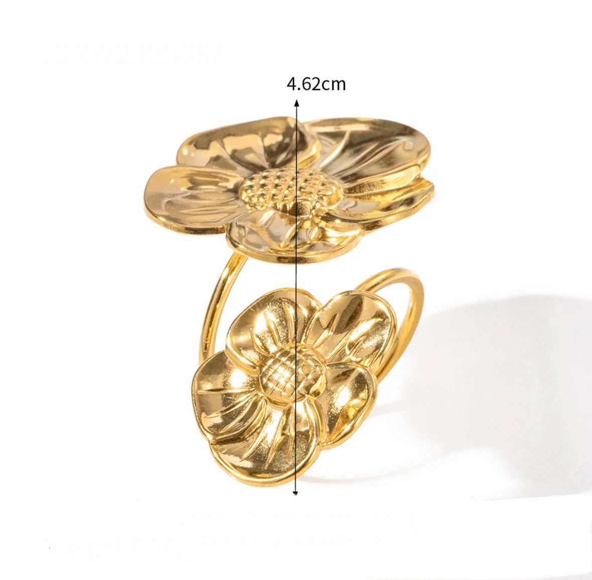 Double flowers ajustable ring