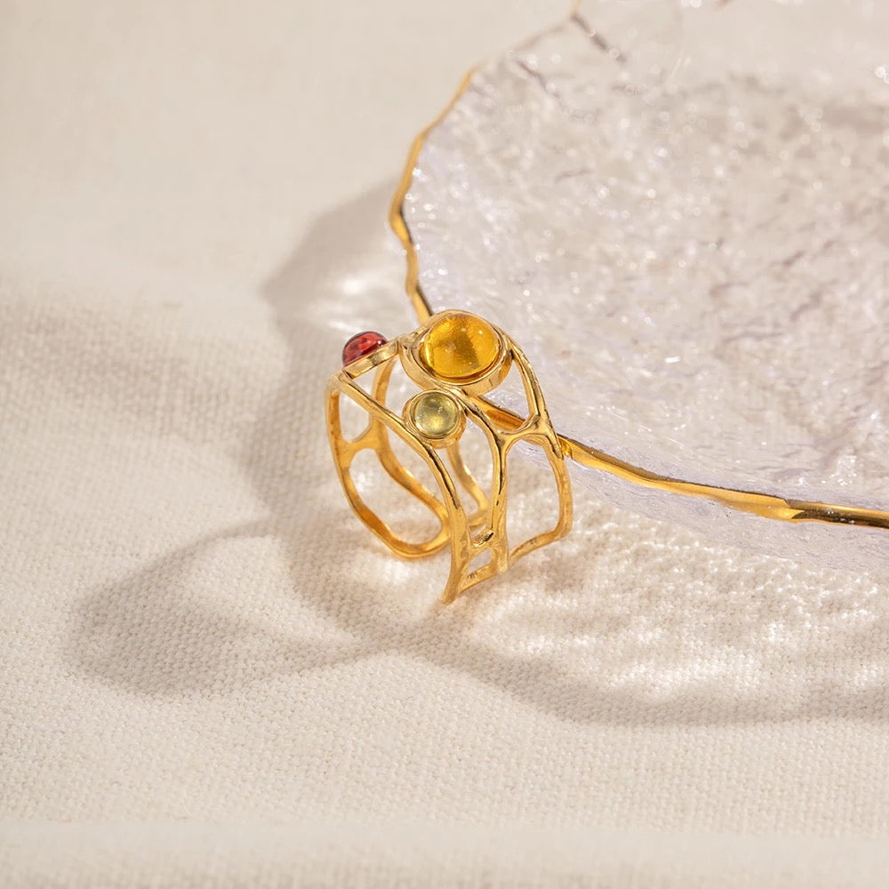 Colorful resins adjustable ring