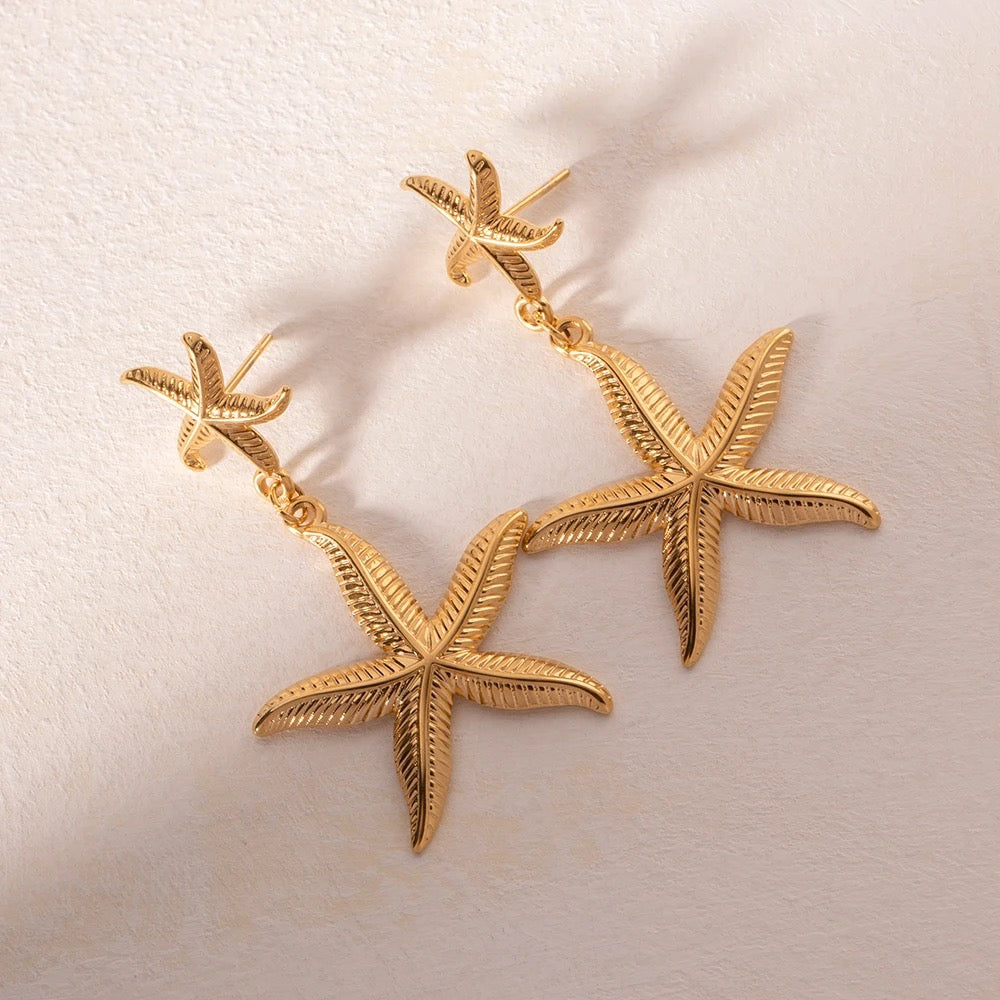 Double sea star pedant earrings