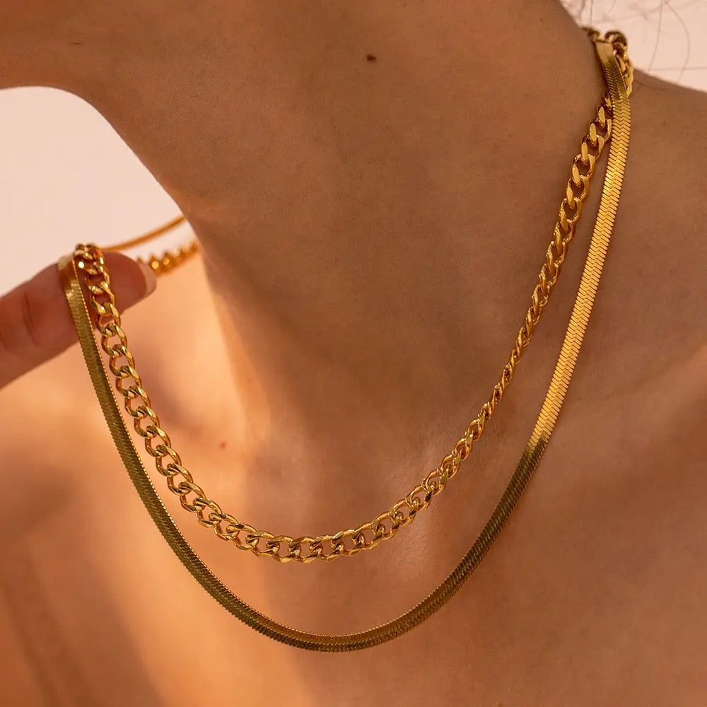 Snake double layer necklace