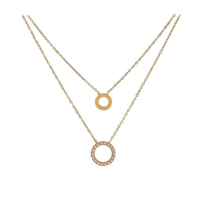 Circle double layered necklace