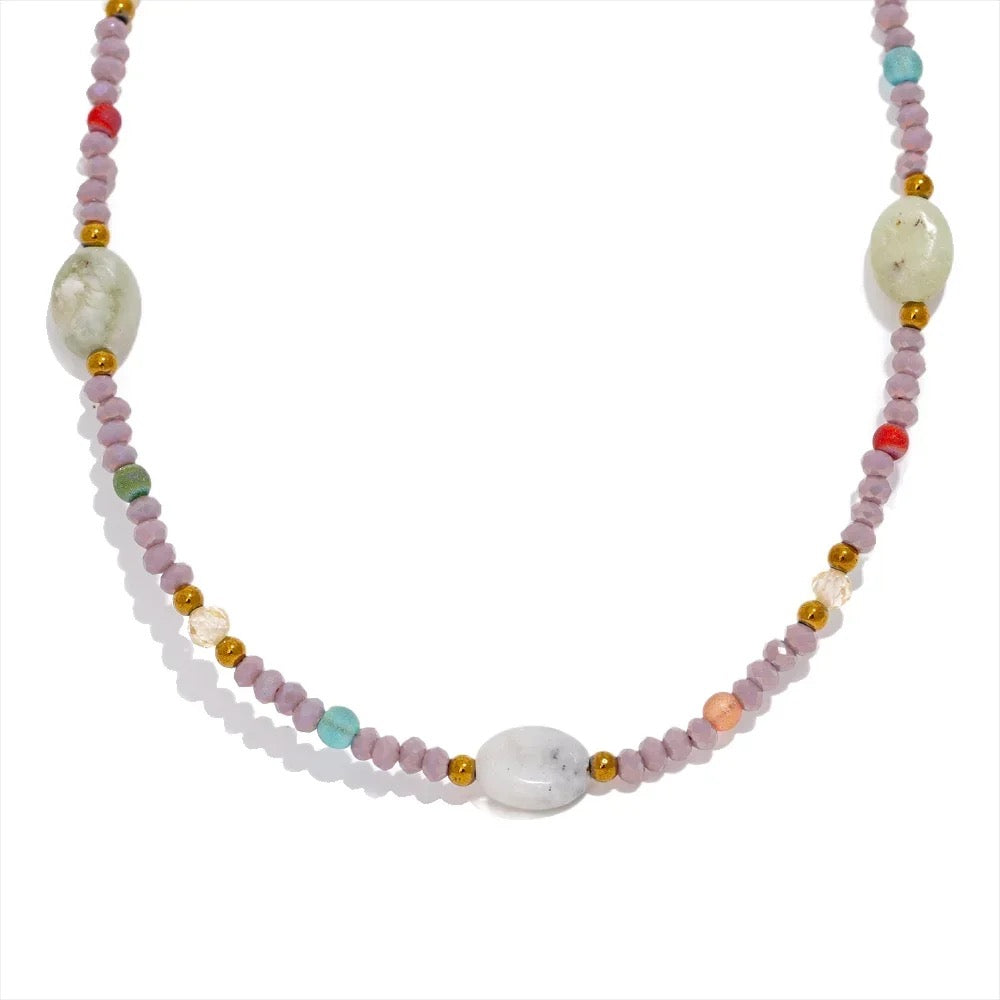 Purple crystal beads necklace