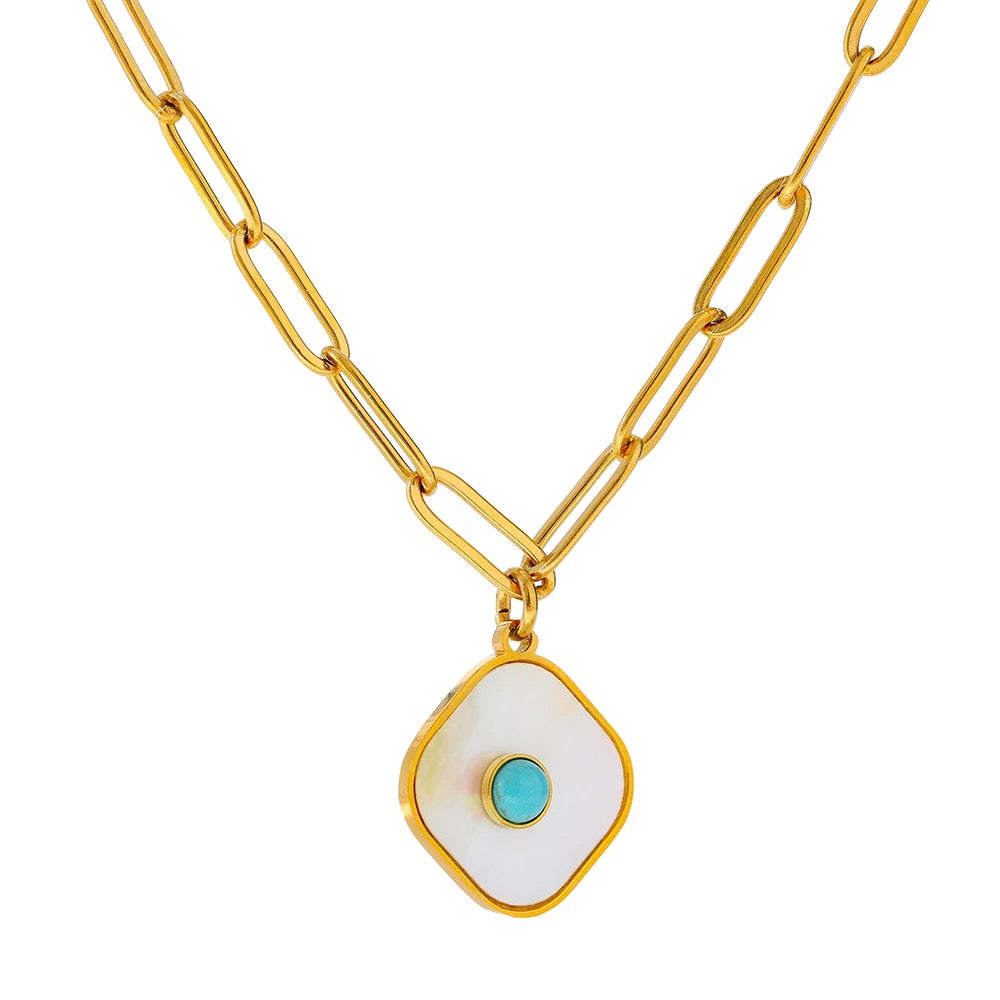 Shell square paper clip necklace
