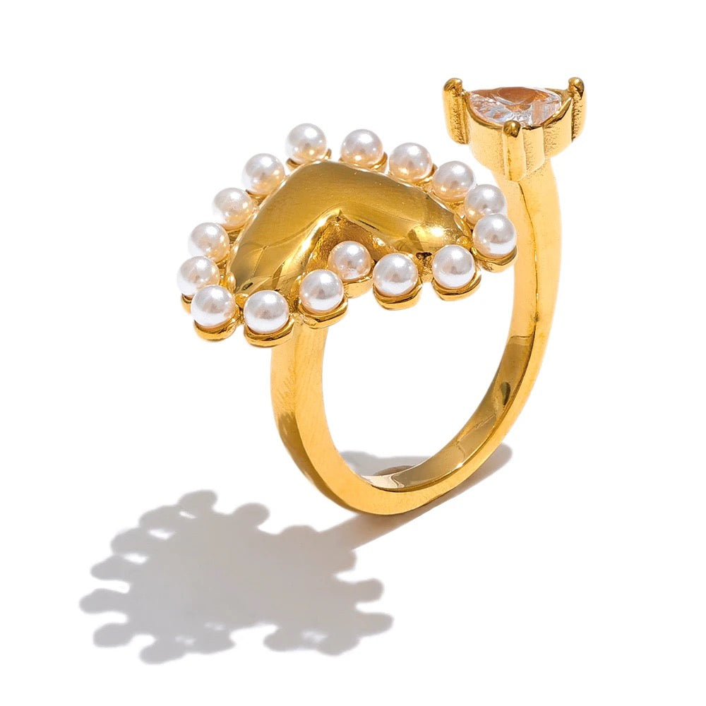 Double heart adjustable ring