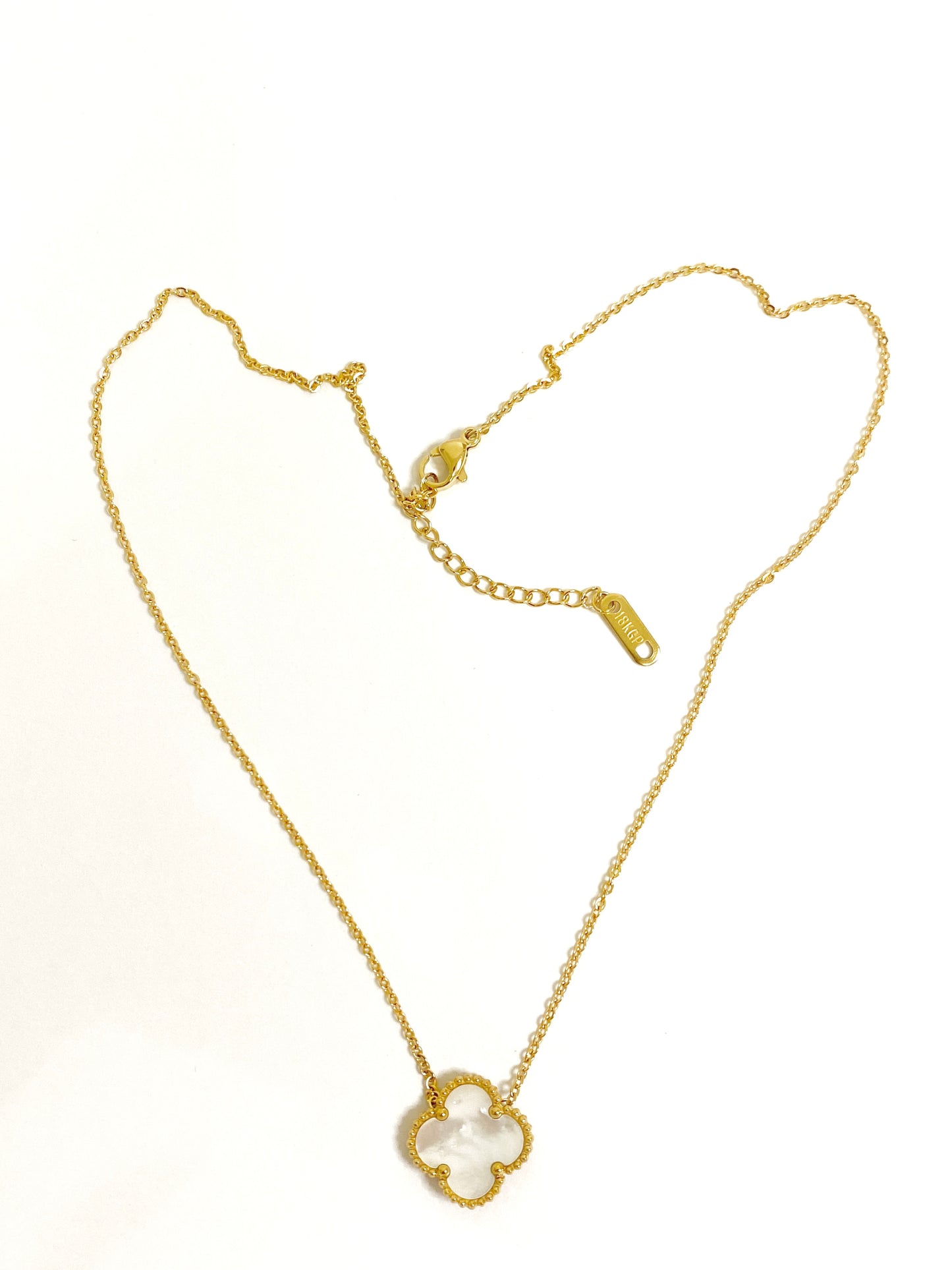 Double side white clover necklace
