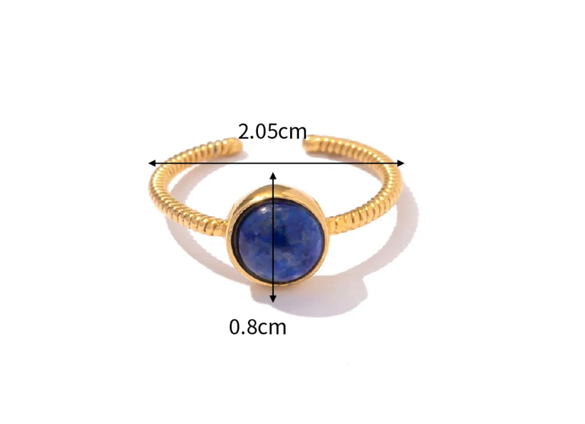 Blue stone adjustable ring