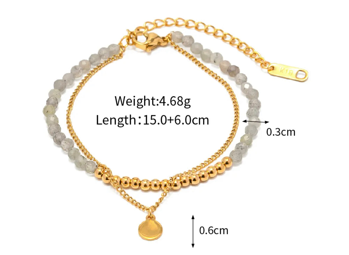 Double layer stone beaded bracelet
