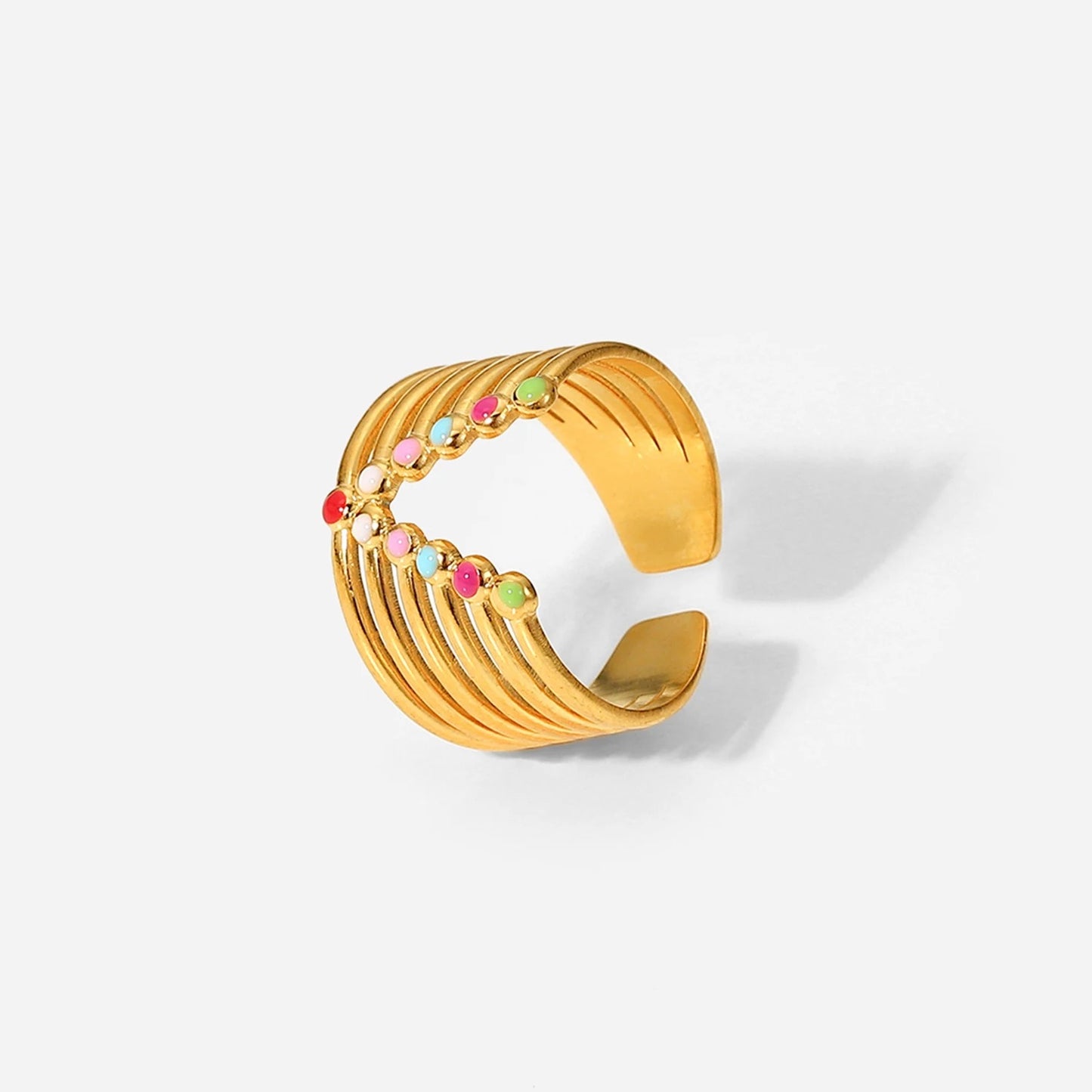V colorful adjustable ring